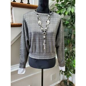 OVS Women's White & Black Polyester Round Neck Long Sleeve Top Shirt Size Small